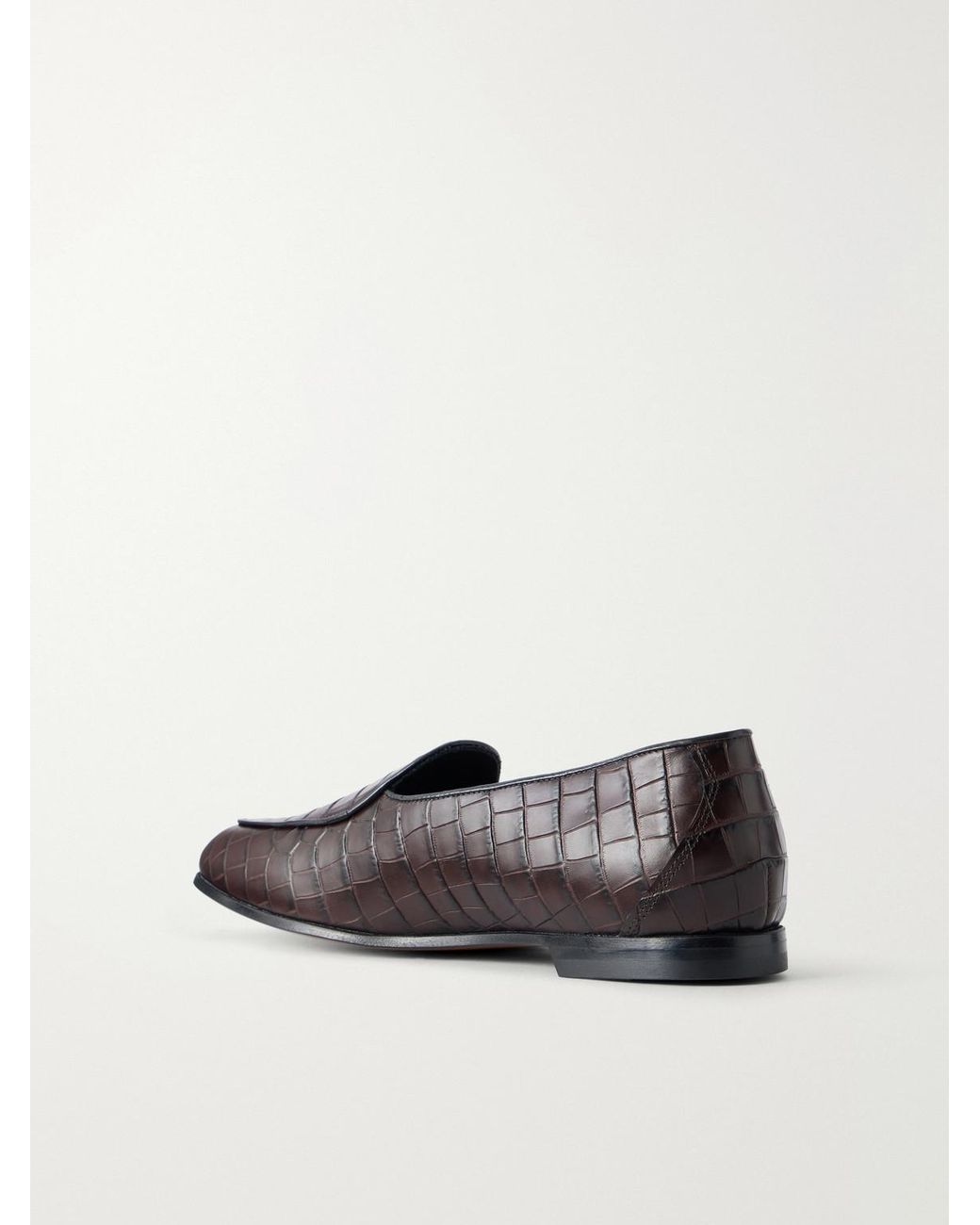 Aimé Leon Dore Brown Logo-Embellished Croc-Effect Leather Loafers for men