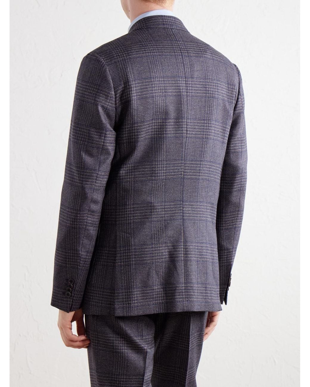 Paul Smith Blue Prince Of Wales Checked Wool And Silk-Blend Suit Jacket for men
