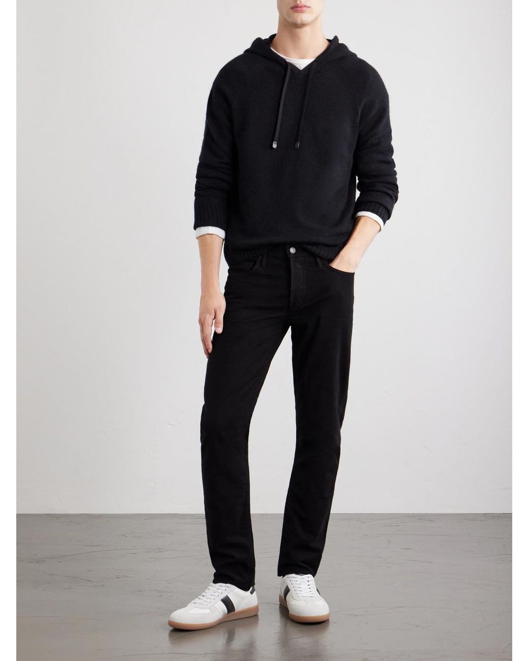 Tom Ford Blue Logo-embroidered Cashmere Hoodie for men