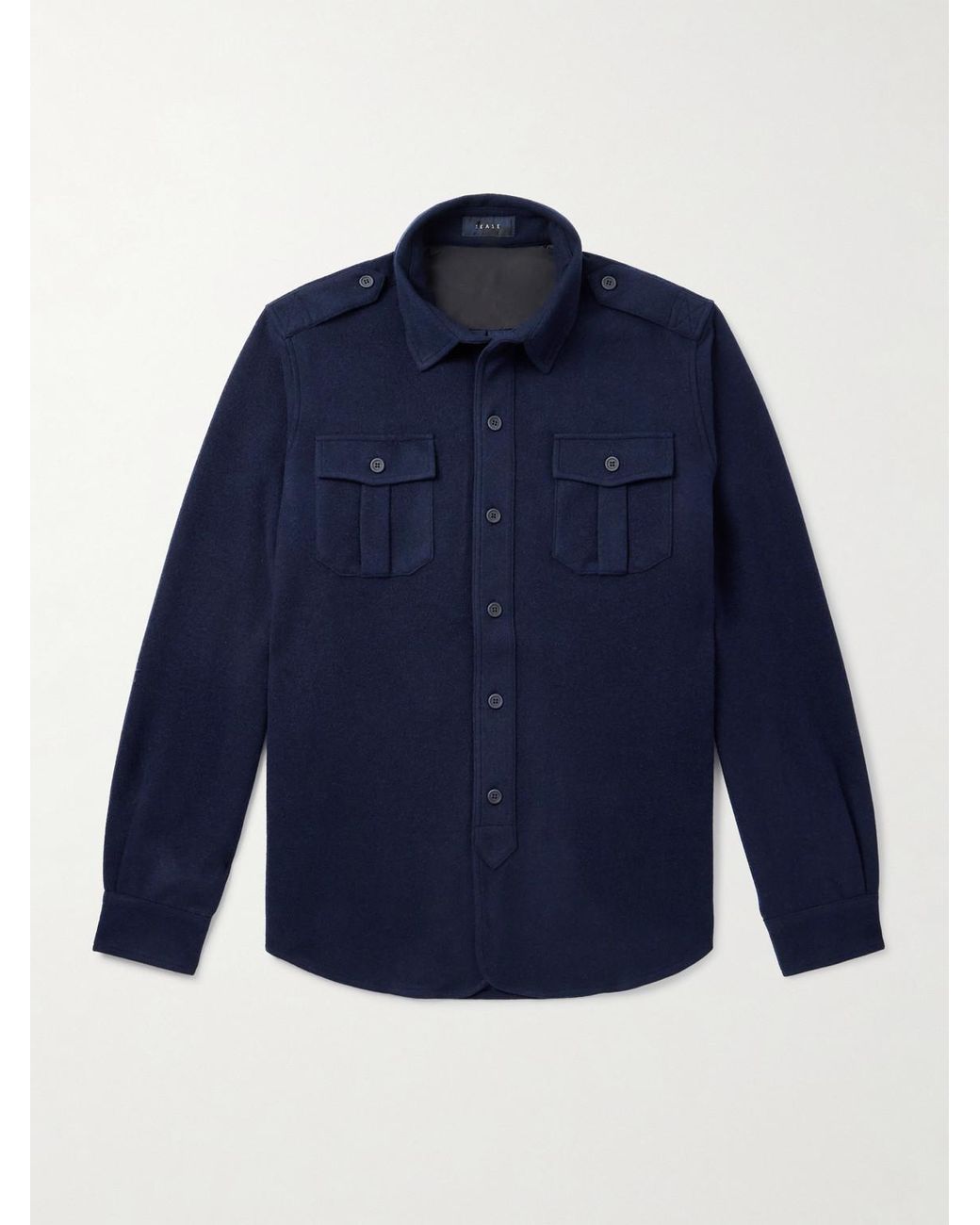 Sease Blue Wool-Blend Shirt for men