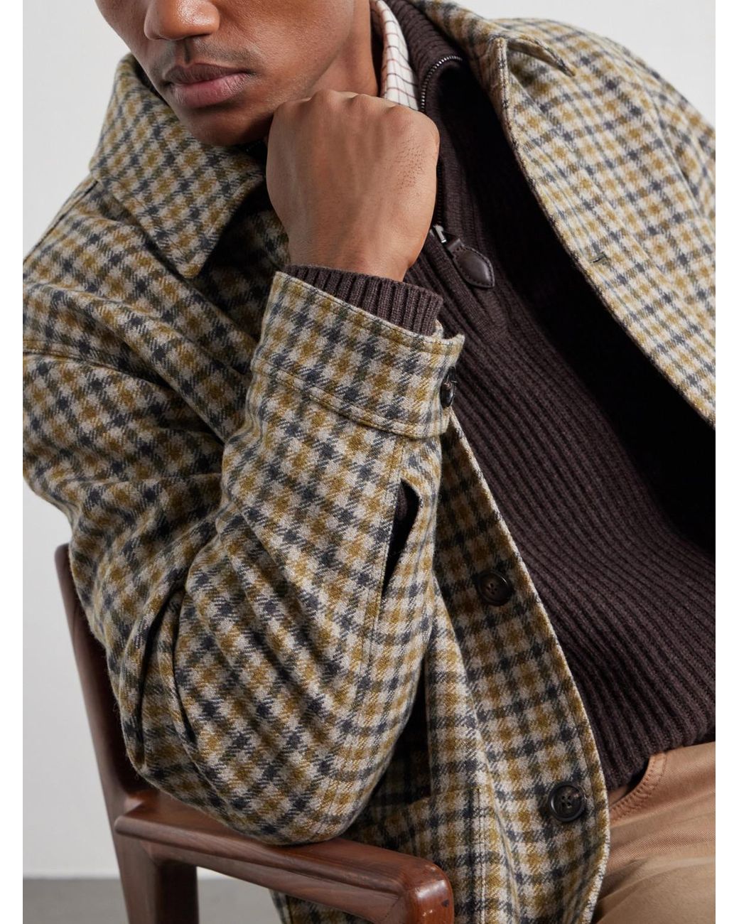 James Purdey & Sons Brown Checked Wool-Twill Overshirt for men