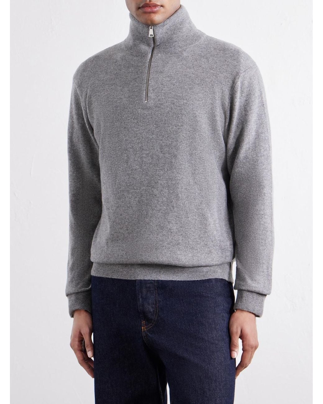 Begg x Co Gray Heriot Half-Zip Cashmere Sweater for men