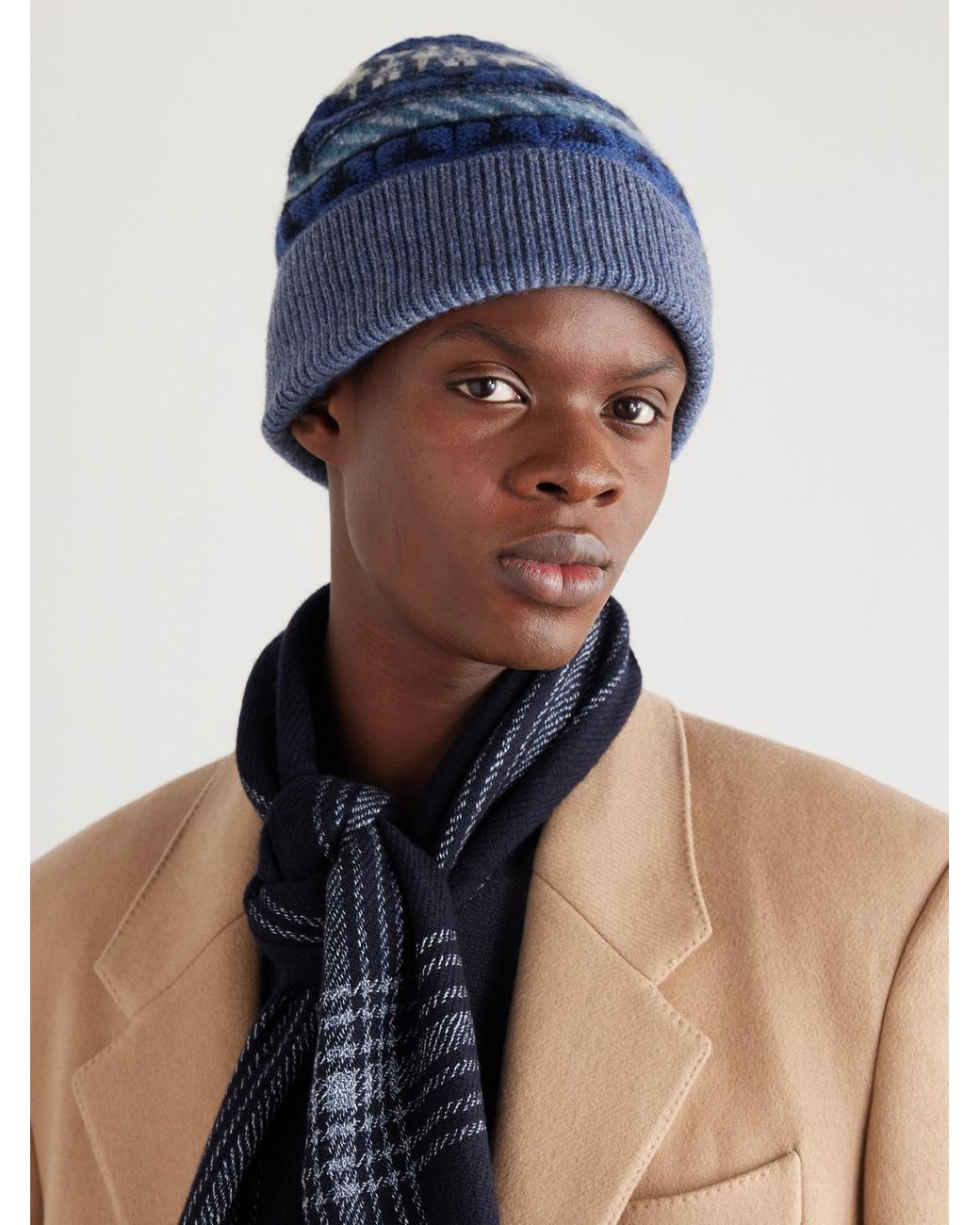 Loro Piana Noel Fair Isle Cashmere Beanie in Blue for Men | Lyst UK