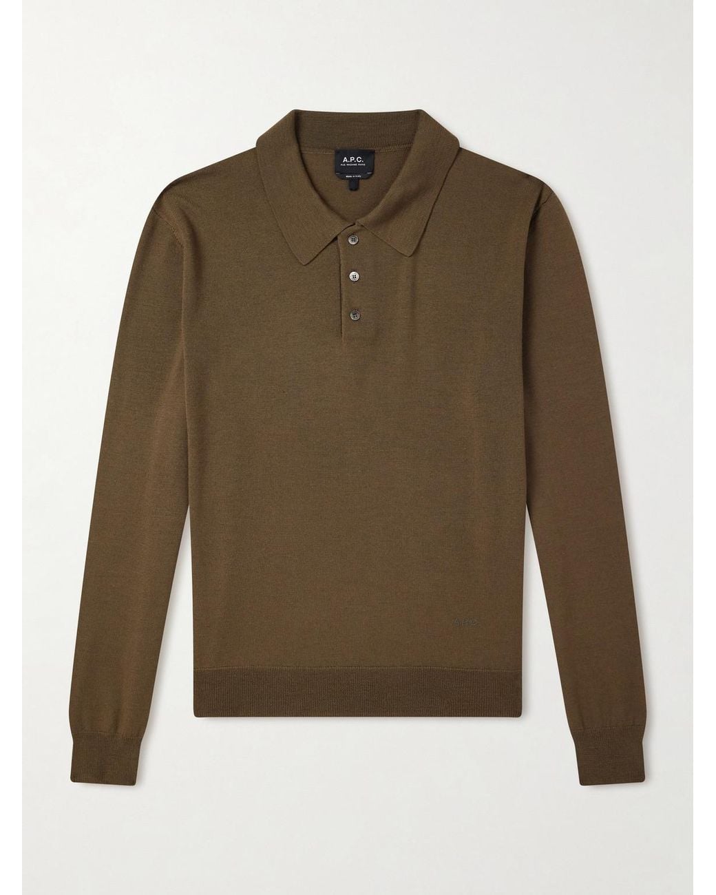 A.P.C. Green Riou Virgin Wool Polo Shirt for men