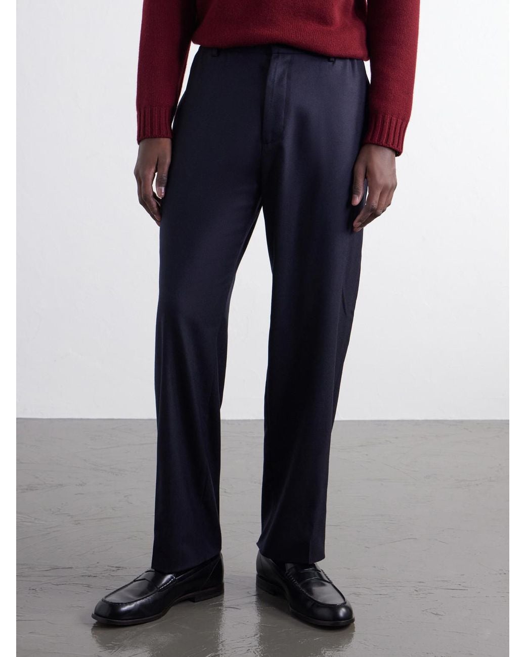 Boglioli Blue Straight-Leg Woven Virgin Wool Trousers for men