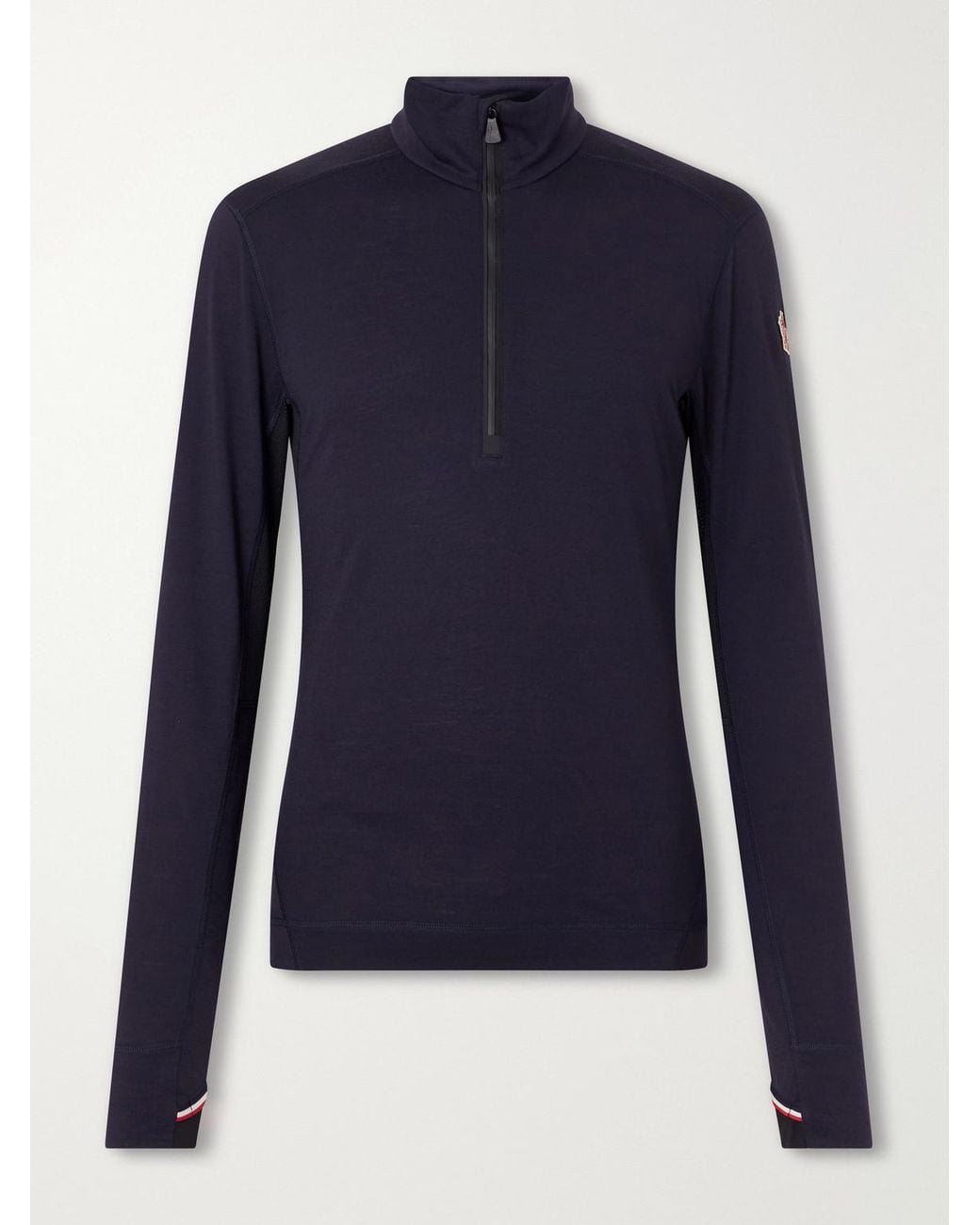 Moncler Blue Wool-Blend Jersey Zip-Up Ski Base Layer for men