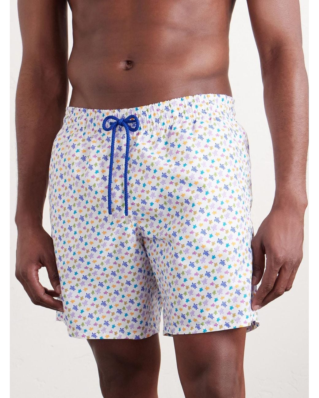 Vilebrequin Blue Moorea Straight-leg Mid-length Printed Swim Shorts for men