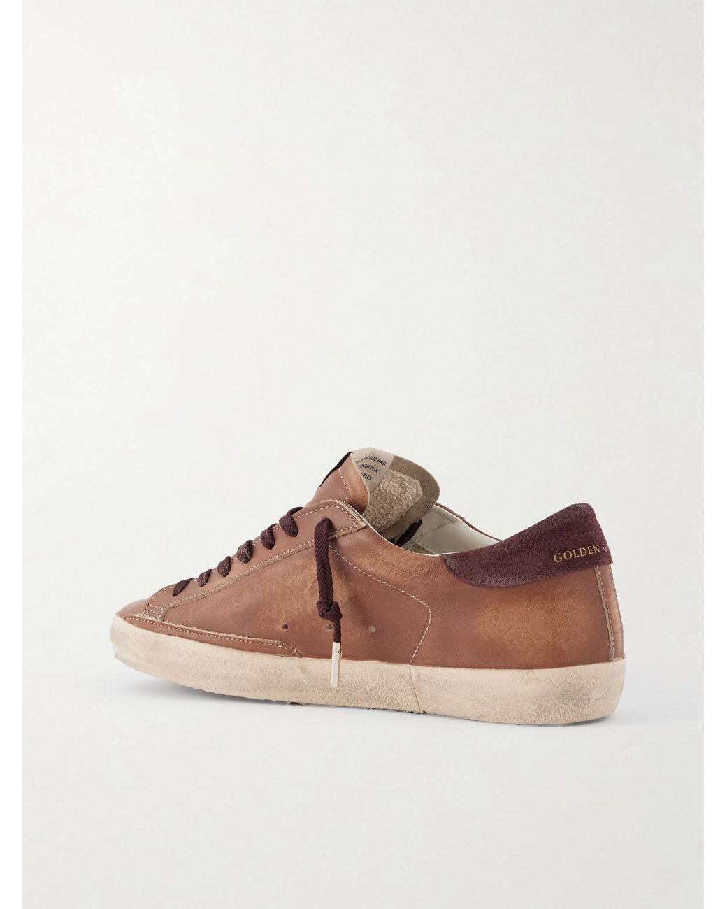 Golden Goose Deluxe Brand Brown Super-Star Private Edt Distressed Suede-Trimmed Leather Sneakers for men