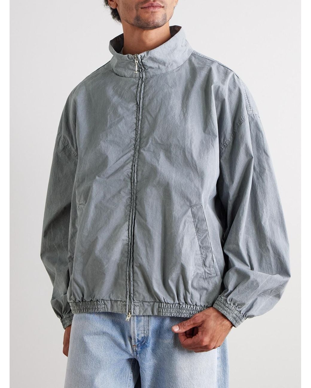 Agolde Blue Marshall Crinkled Cotton-blend Shell Bomber Jacket for men
