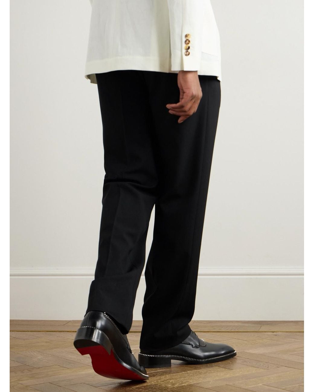 Christian Louboutin Black Cocoriclou Studded Leather Derby Shoes for men