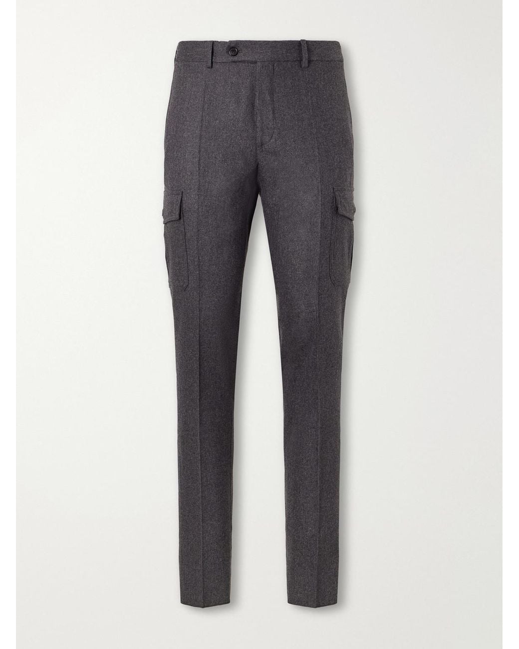 Slowear Gray Incotex Straight-Leg Brushed Wool-Blend Trousers for men