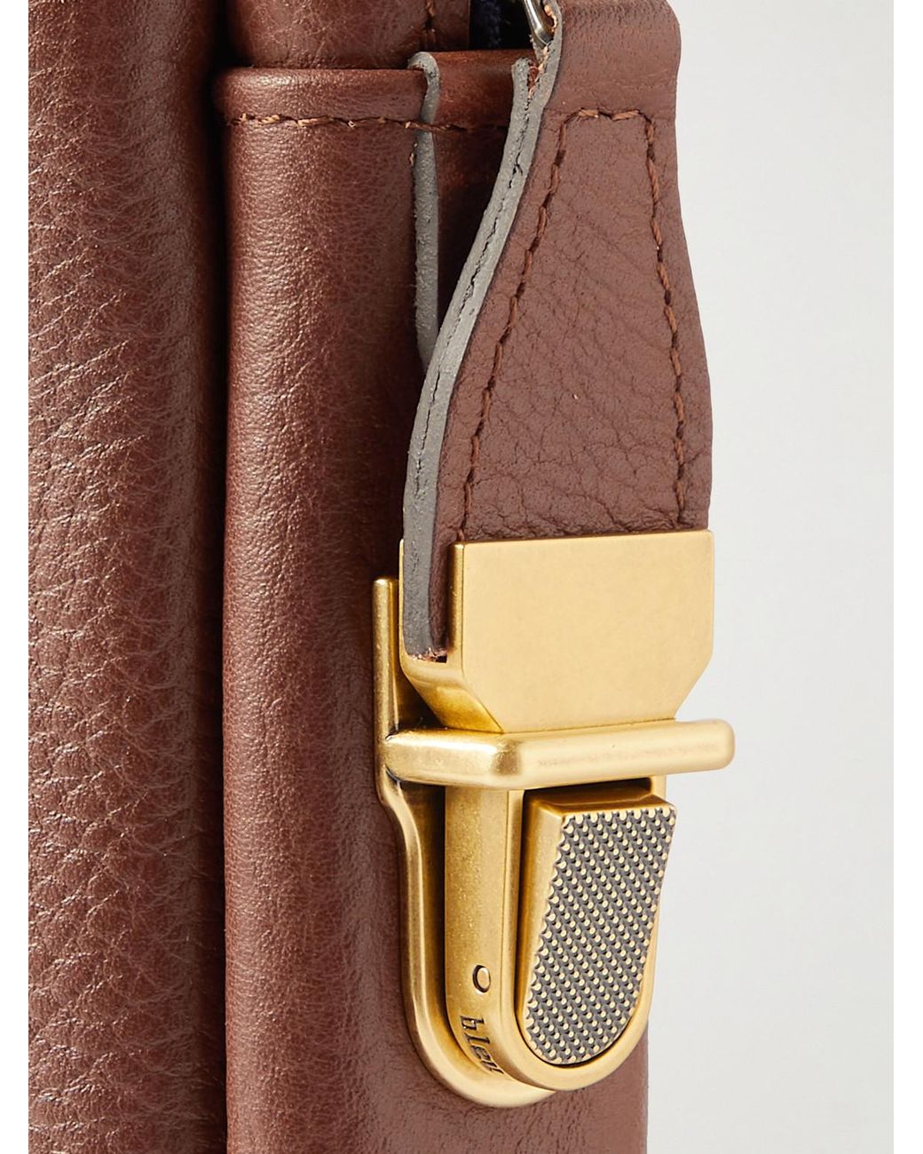 Bleu De Chauffe Brown Full-Grain Leather Briefcase for men