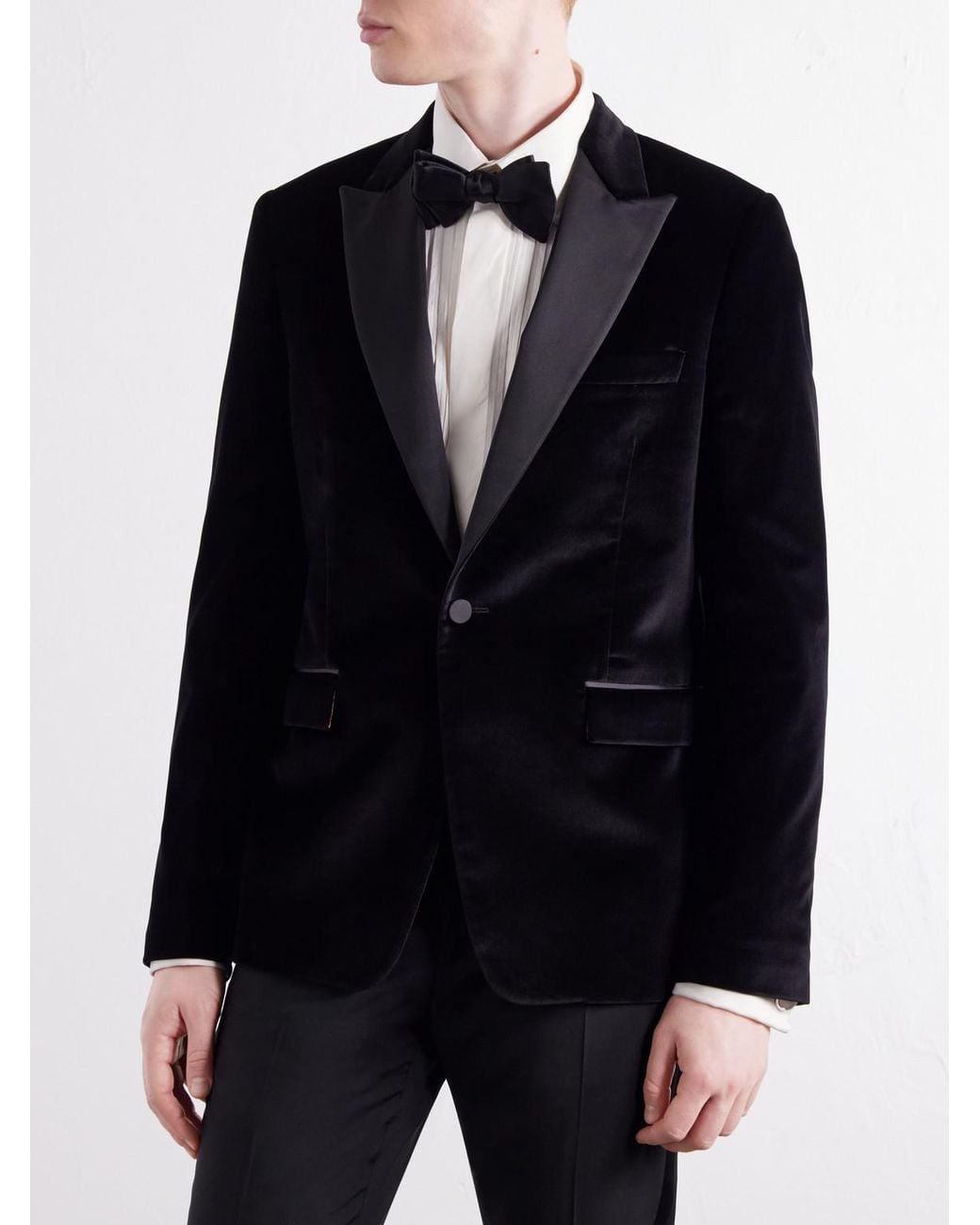 Paul Smith Black Satin-Trimmed Cotton-Velvet Tuxedo Jacket for men