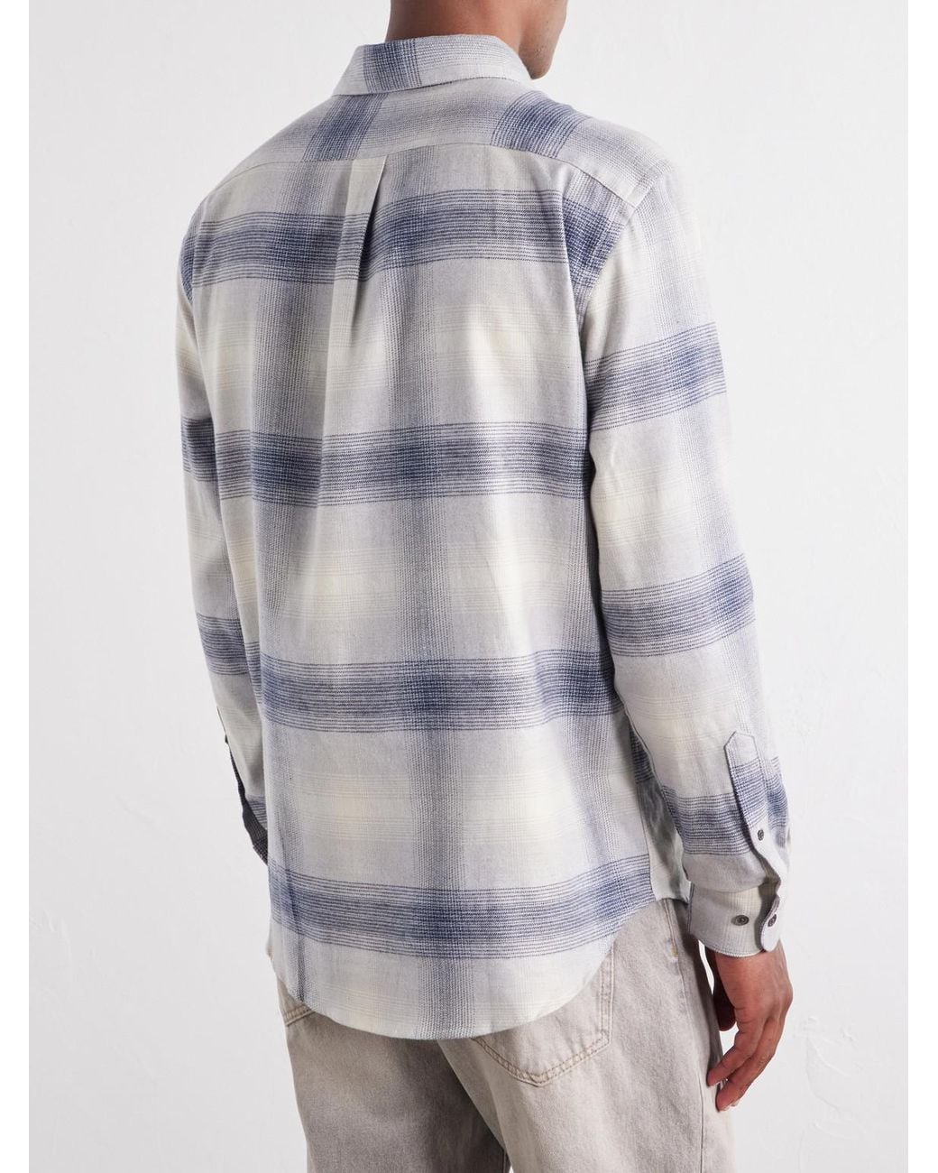 Portuguese Flannel Blue Fonte Checked Cotton-Flannel Shirt for men