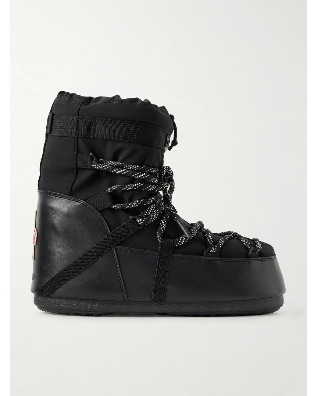 Moncler Black Moon Boot Icon Low Gaiter Padded Shell And Leather Snow Boots for men