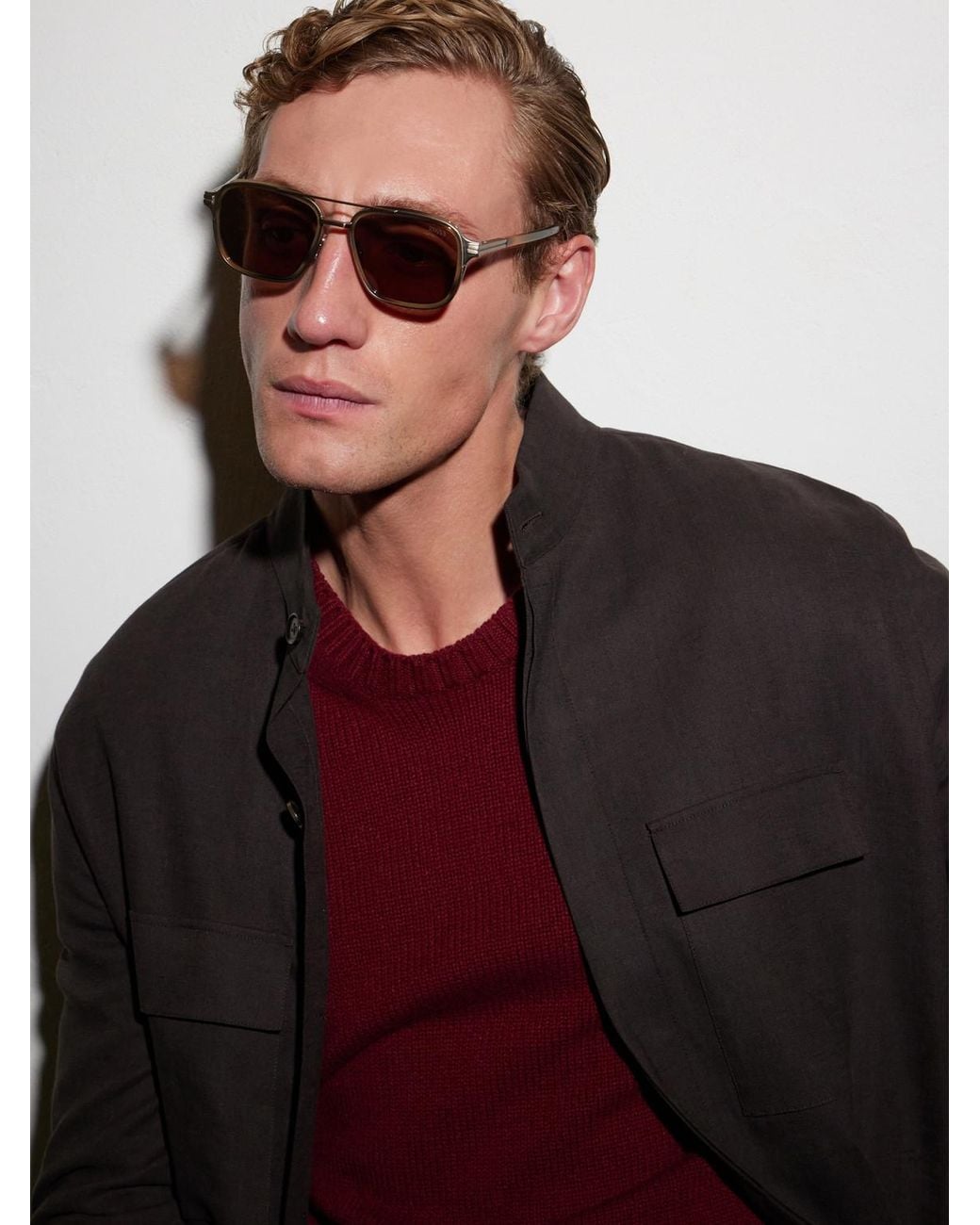 Zegna Natural Aviator-Style Acetate And Titanium Sunglasses for men