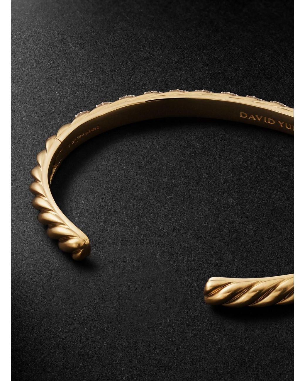 David Yurman Black Sculpted Cable 18-karat Gold Diamond Cuff for men