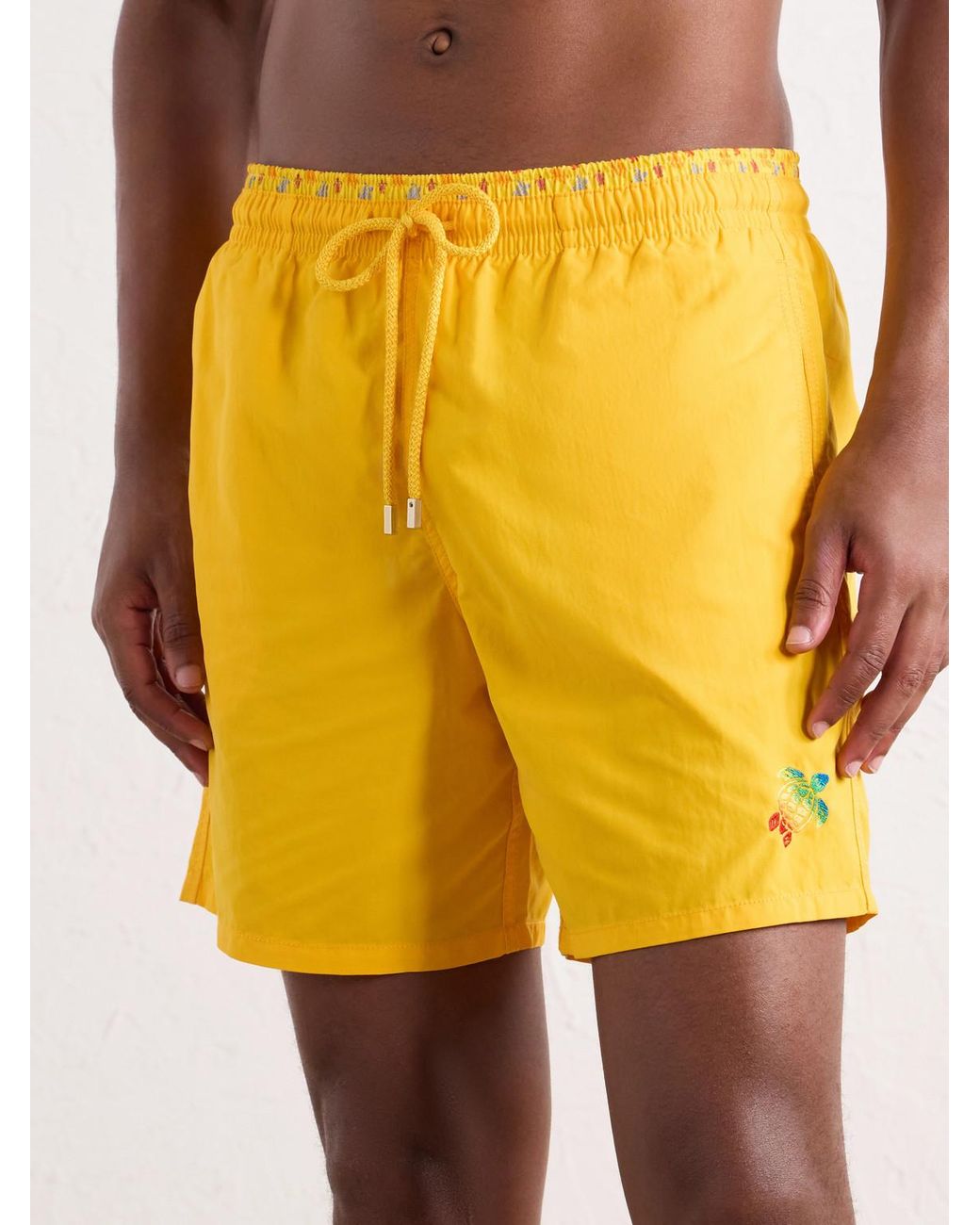 Vilebrequin Yellow Moka Straight-Leg Mid-Length Econyl Swim Shorts for men