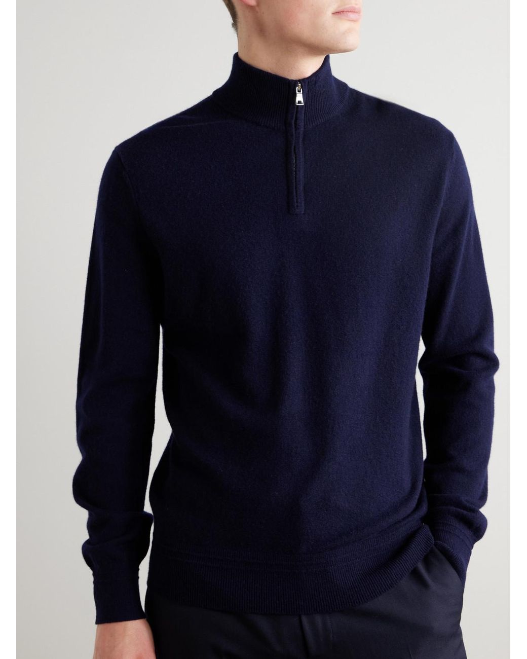 Mr P. Blue James Cashmere Half-Zip Sweater for men