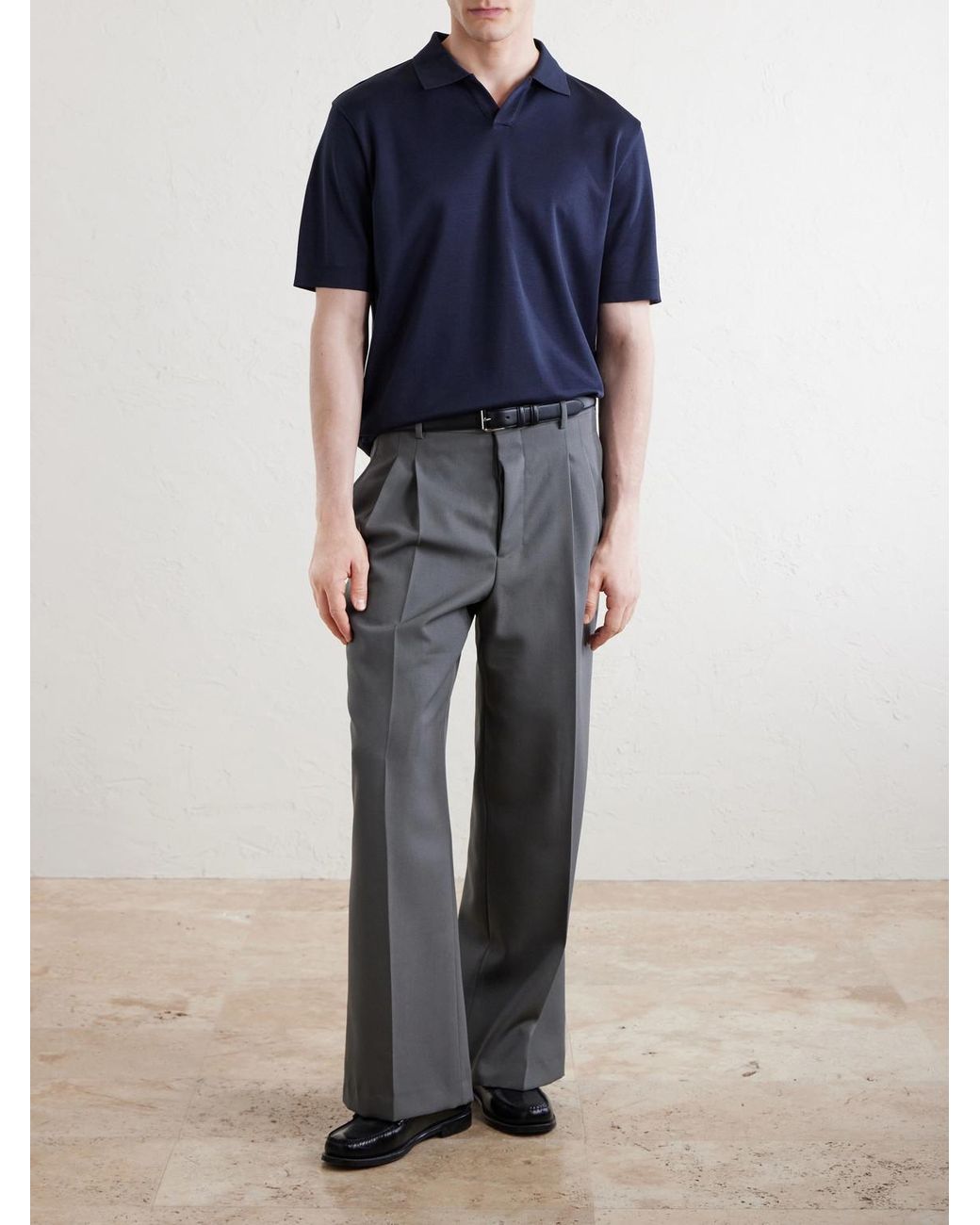 Herno Blue Open-collar Cotton Polo Shirt for men
