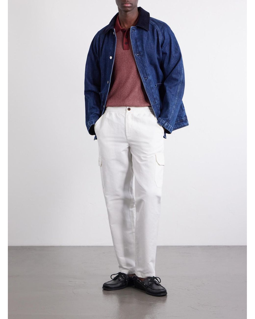 Mr P. White Tapered Cotton And Linen-Blend Trousers for men
