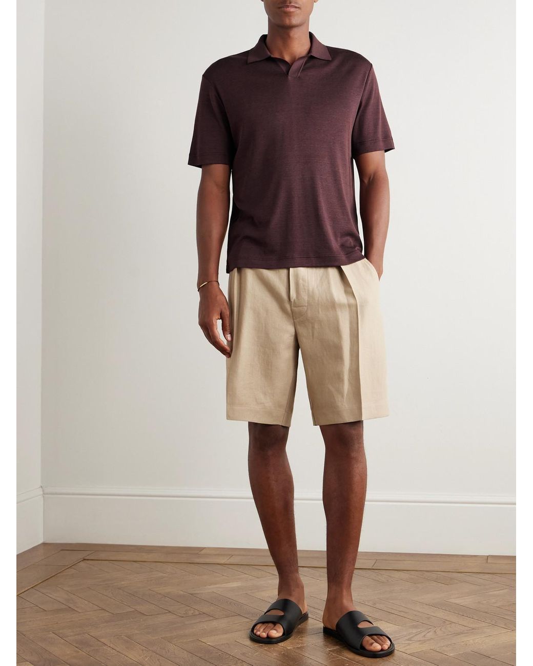 Loro Piana Purple Valpiana Silk And Cotton-Blend Polo Shirt for men