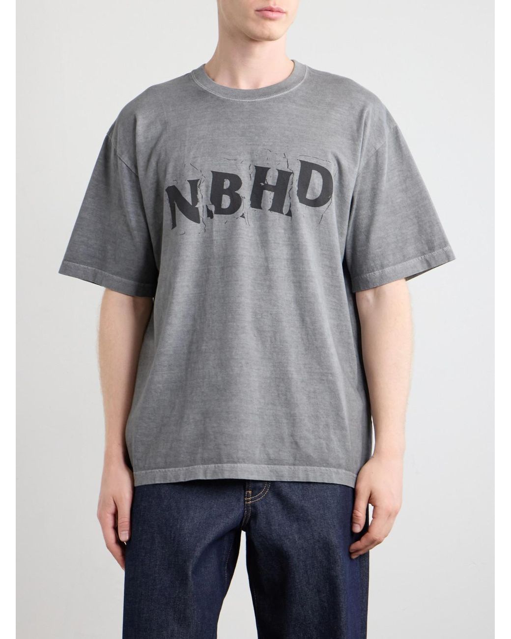 Neighborhood Gray Logo-Print Cotton-Jersey T-Shirt for men