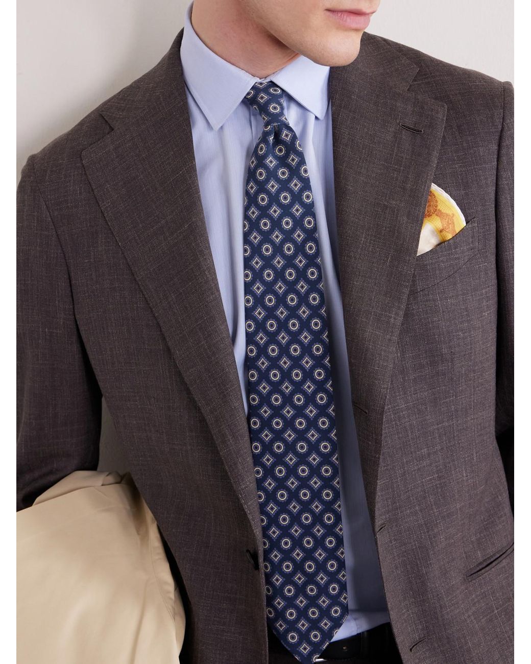 Thom Sweeney Blue 8Cm Printed Silk Tie for men