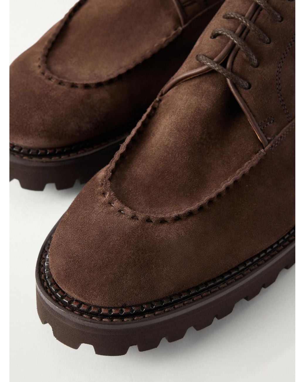 John Lobb Brown Land Suede Derby Shoes for men