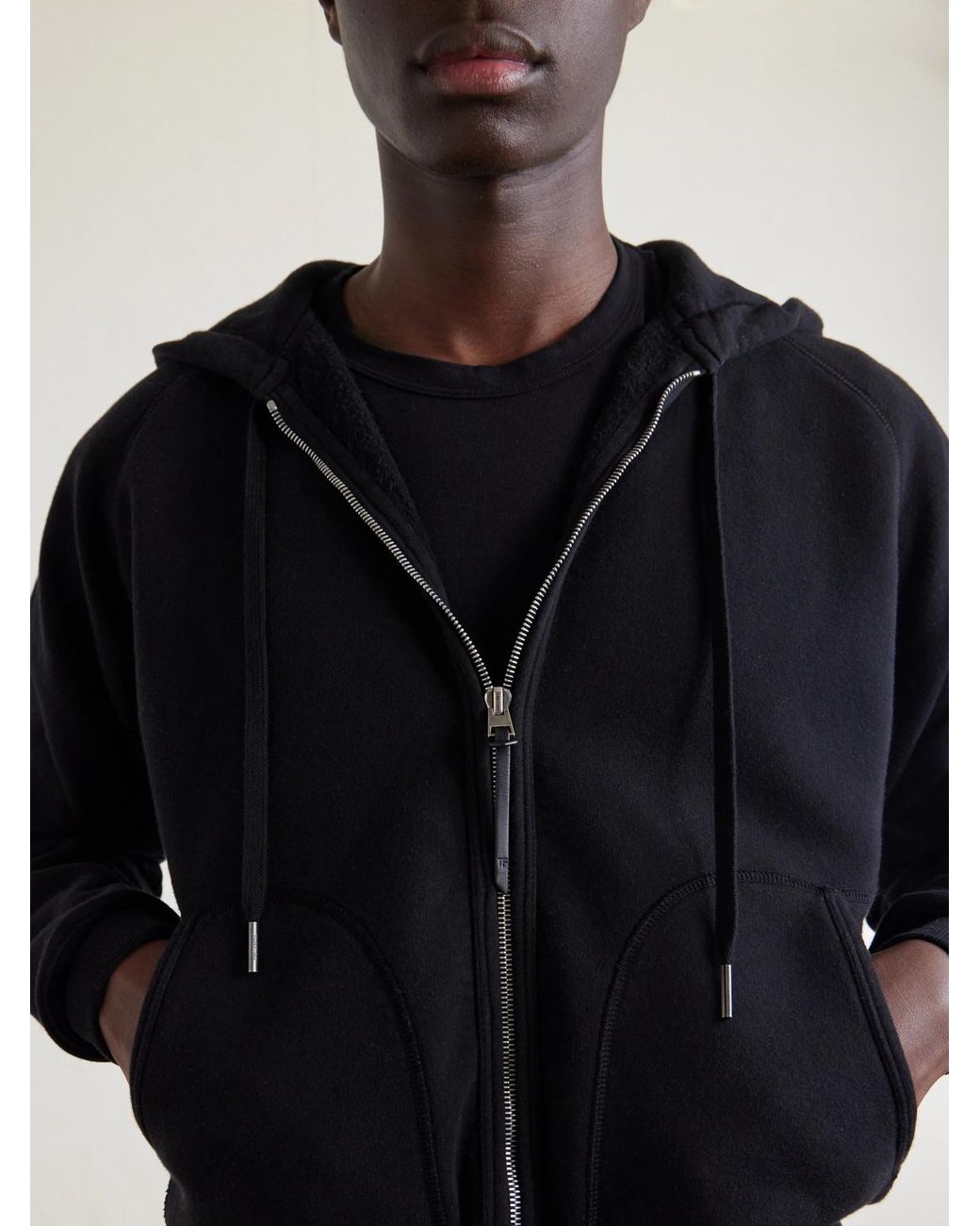Tom Ford Blue Slim-Fit Cotton-Jersey Zip-Up Hoodie for men