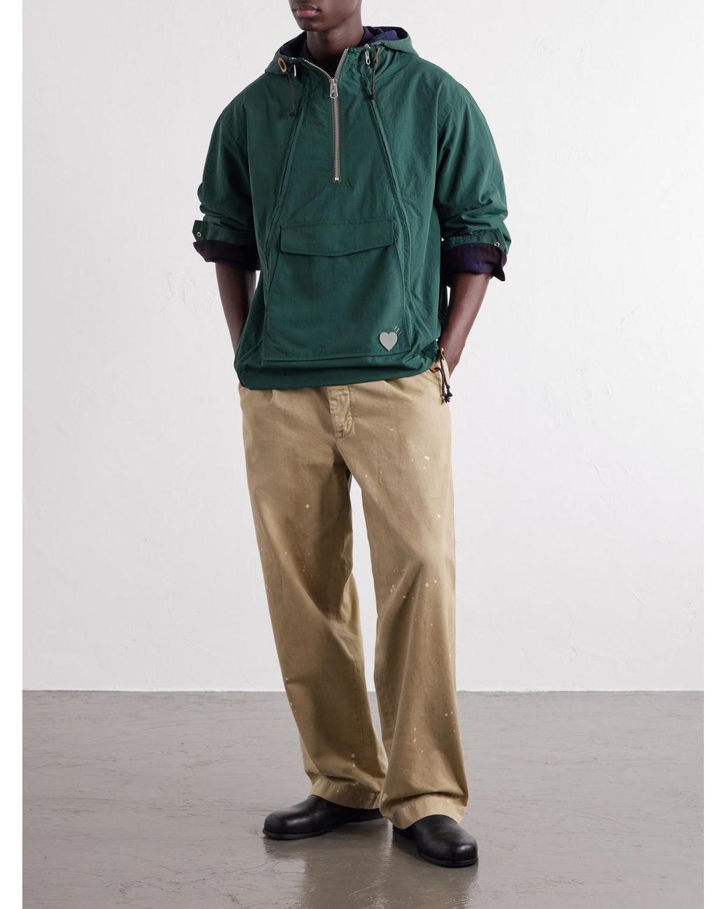 Human Made Green Multi-Zip Logo-Detailed Hooded Shell Jacket for men