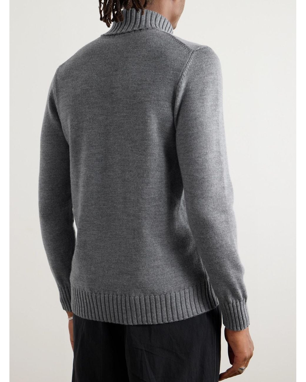 Piacenza 1733 Gray Slim-Fit Wool Rollneck Sweater for men