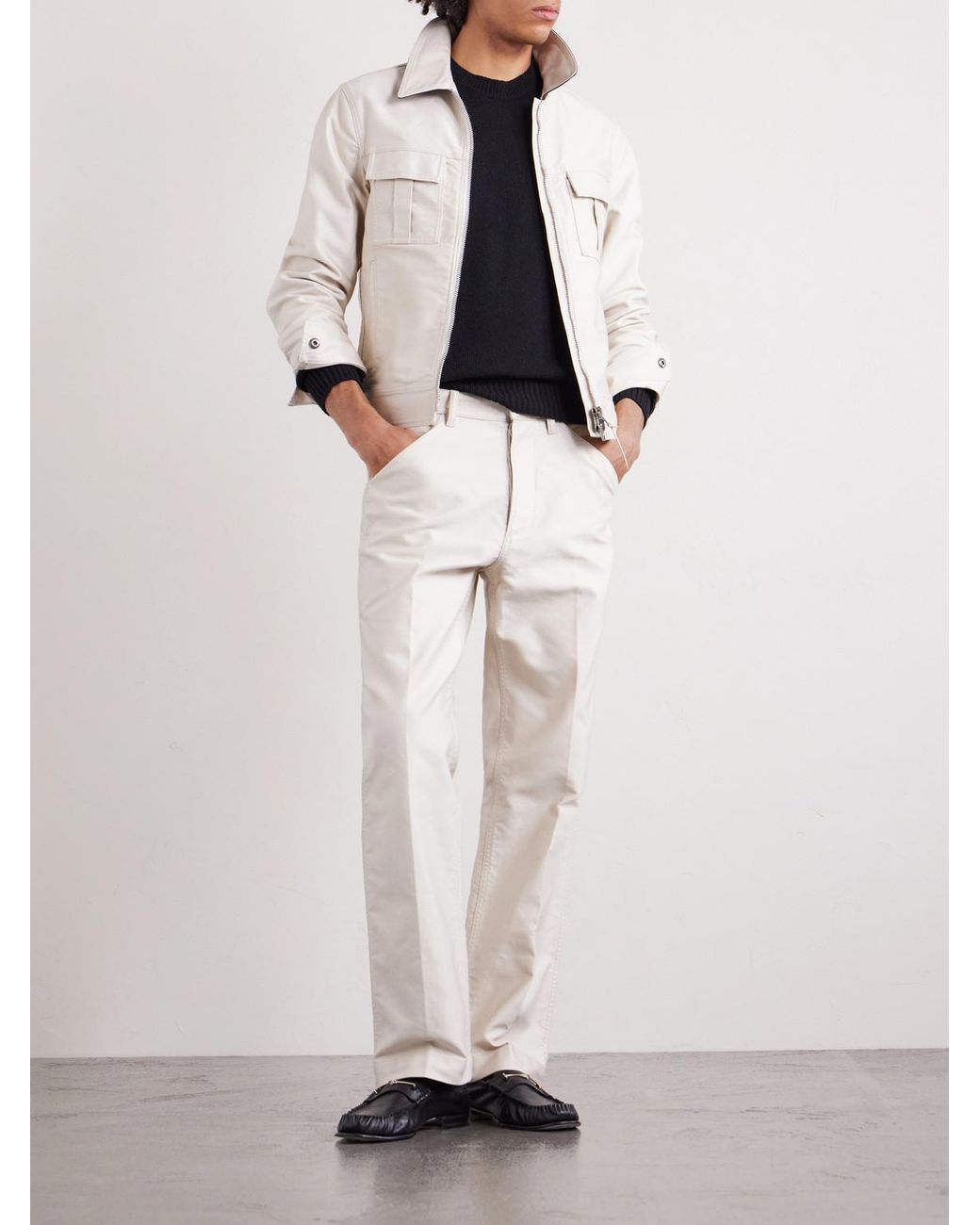 Tom Ford White Slim-Fit Cotton-Satin Blouson Jacket for men