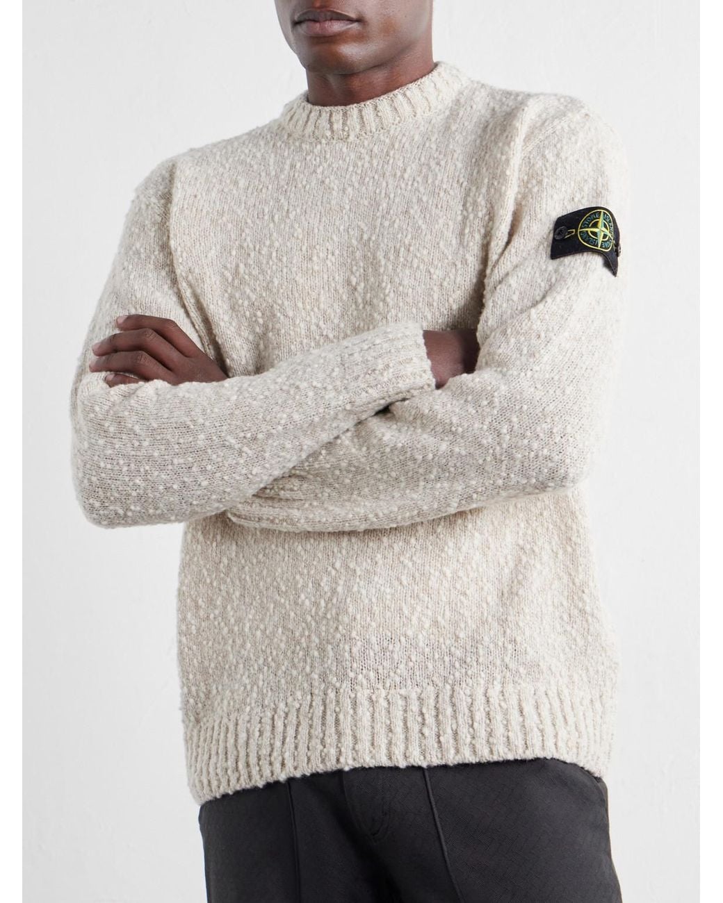 Stone Island Natural Speckled Wool Nylon Sweater for men