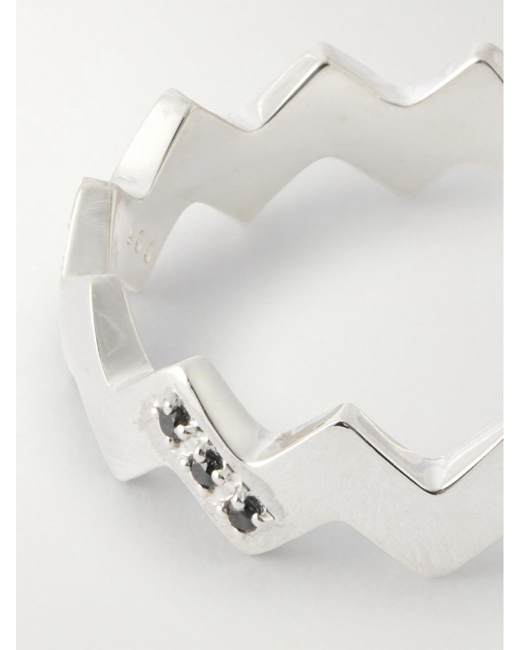Snake Sterling Diamond Ring di Mikia in White da Uomo