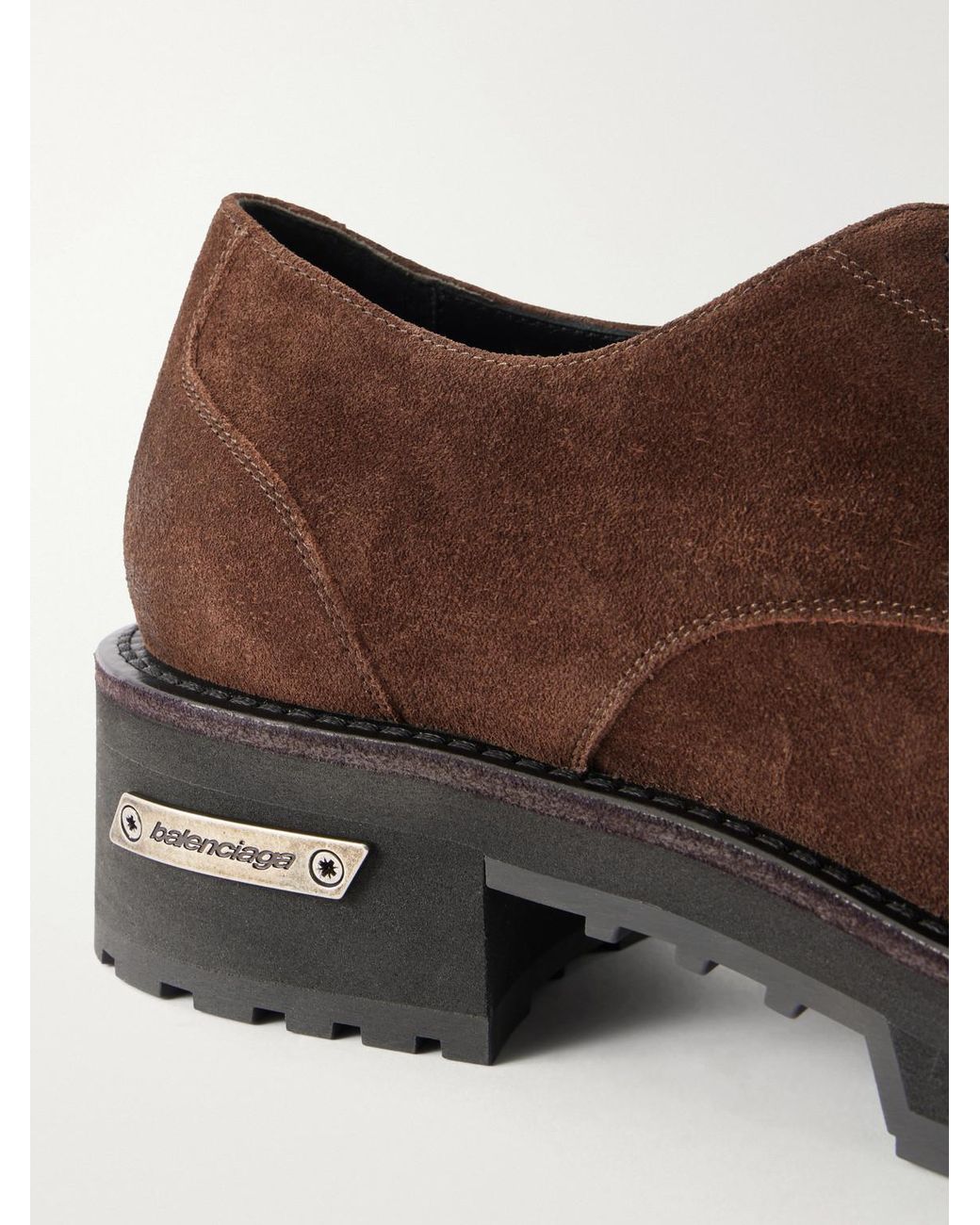 Balenciaga Brown Venom Waxed-suede Oxford Shoes for men