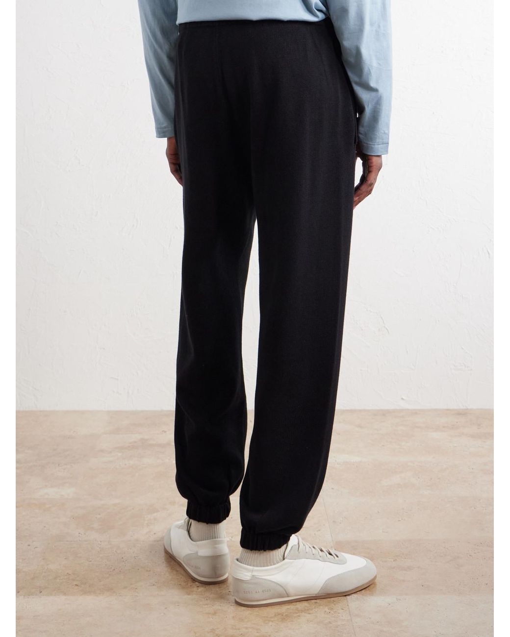 Ghiaia Black Tapered Ribbed Cotton Sweatpants for men