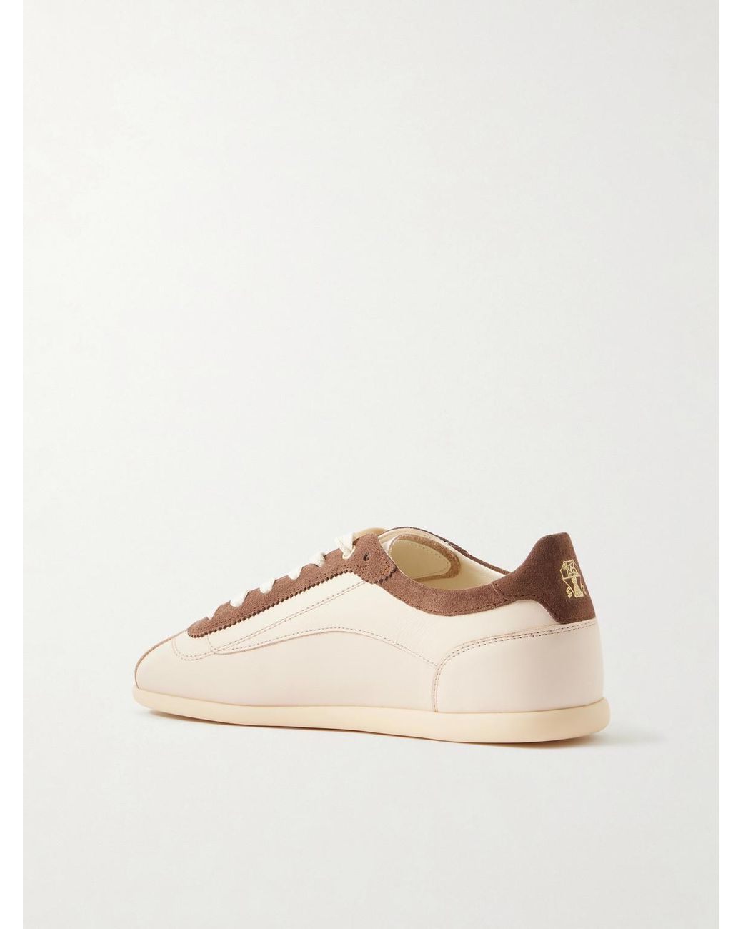 Brunello Cucinelli Natural Suede-Trimmed Leather Sneakers for men