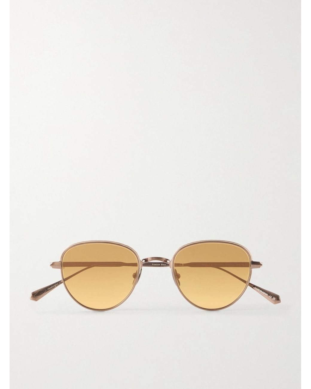 Garrett Leight Natural Wells J Round-Frame Bronze-Tone Titanium Sunglasses for men