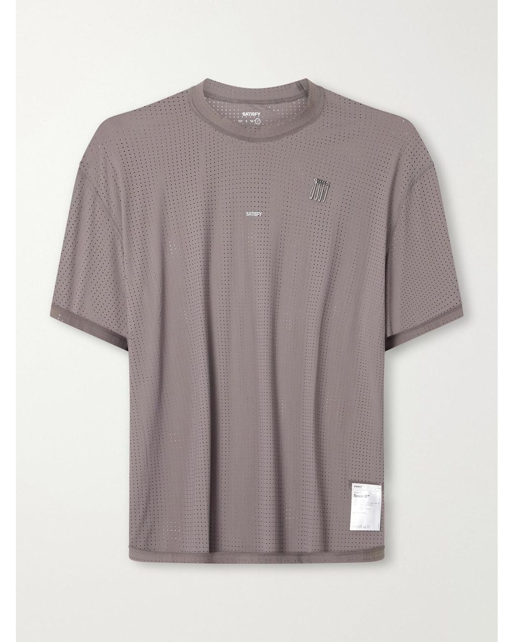 Satisfy Gray Embellished Space-O Mesh T-Shirt for men