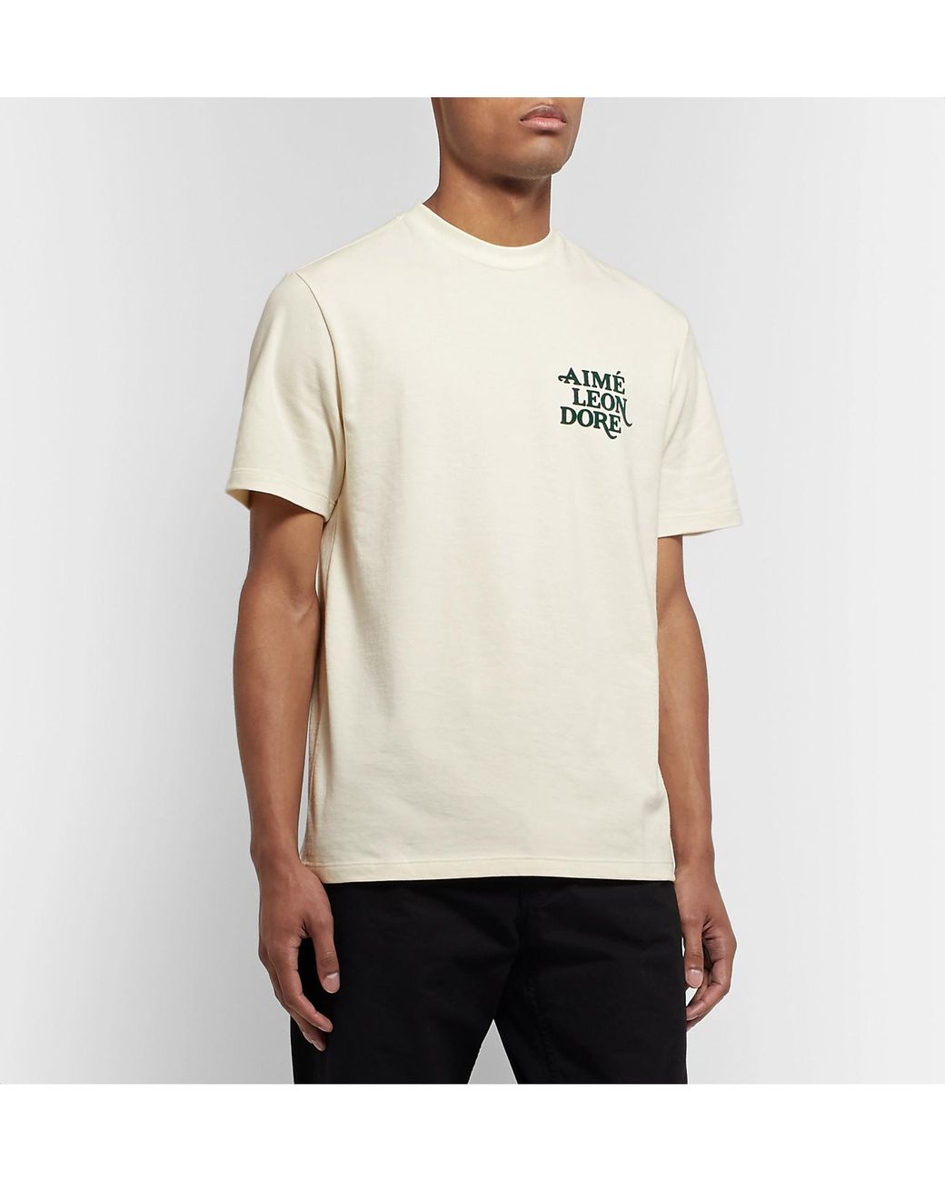 Aimé Leon Dore Logo-flocked Cotton-jersey T-shirt in Natural for Men | Lyst  Australia