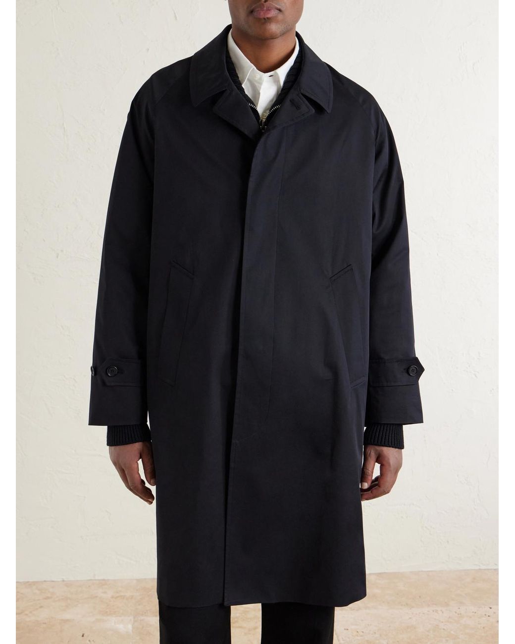 De Petrillo Blue Structured Cotton-blend Coat for men