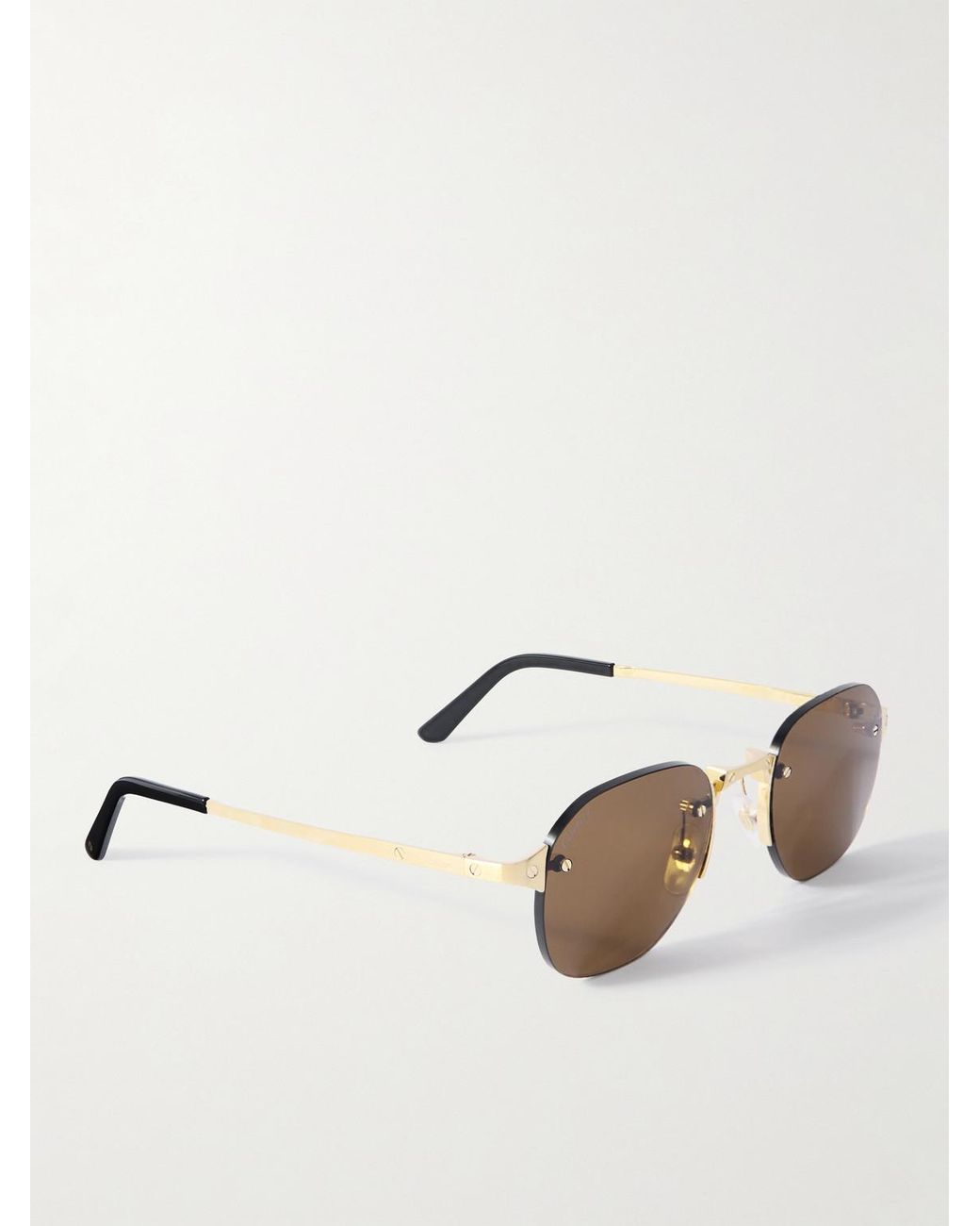 Cartier Natural Santos De Cartier Rimless Round-Frame-Tone Metal Sunglasses for men