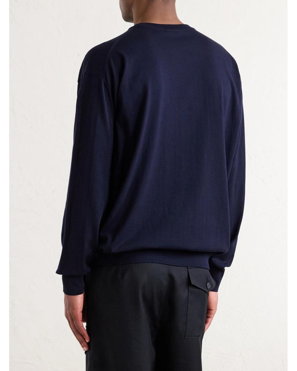 Auralee Blue Luster Knitted T-shirt for men