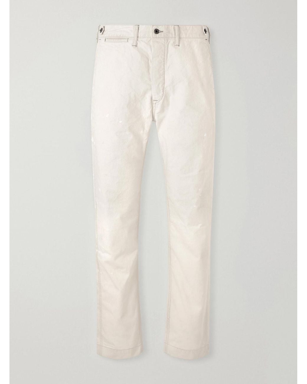 RRL White Straight-Leg Paint-Splattered Cotton-Canvas Trousers for men