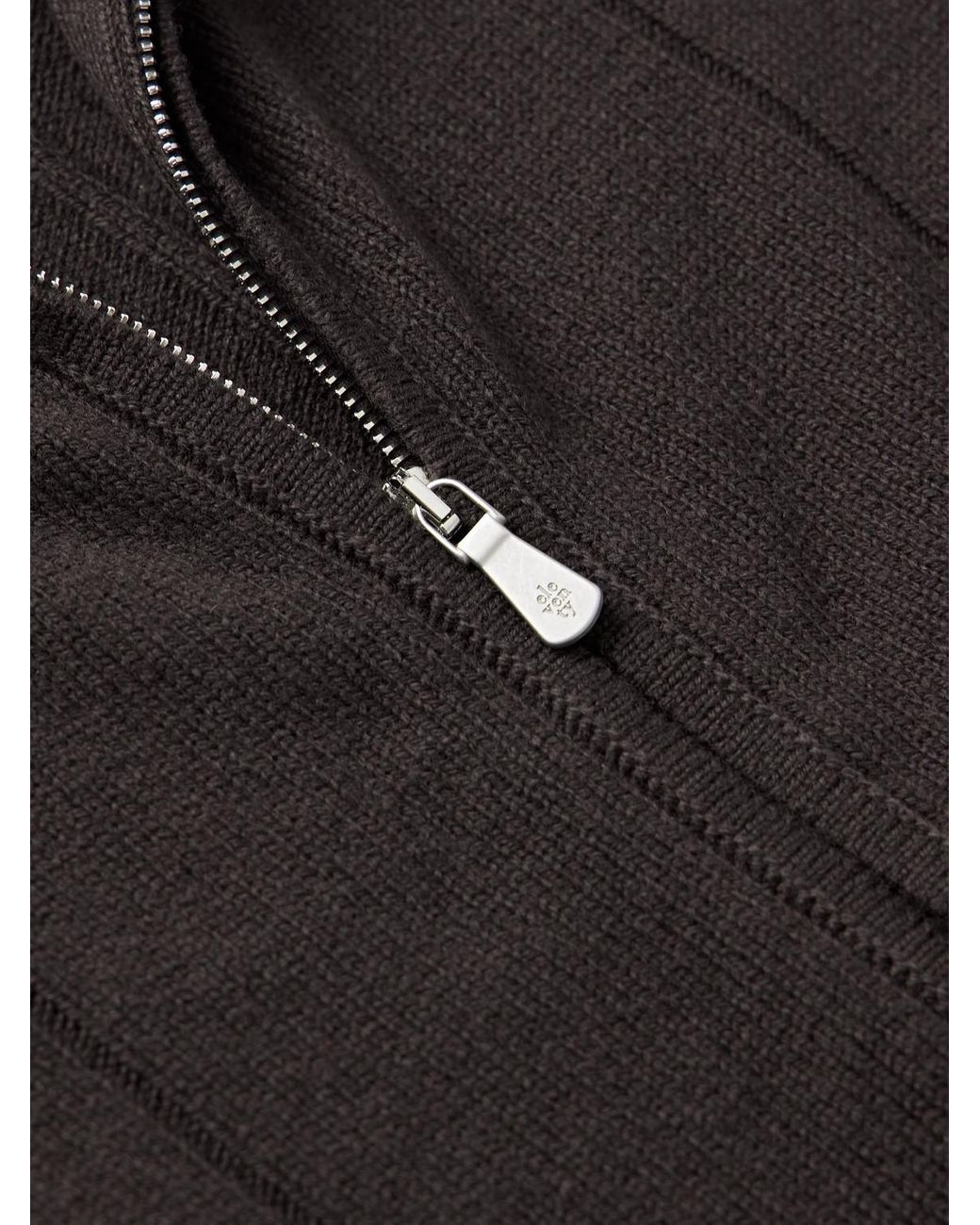 Eleventy Black Ribbed Wool Zip-up Cardigan for men