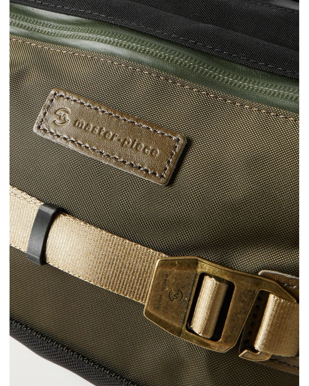 Master Piece Green Potential Leather-trimmed Cordura® Ballistic Nylon Belt Bag for men