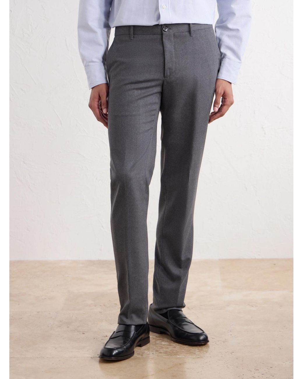 Slowear Gray Straight-Leg Wool-Blend Tekno Flannel Trousers for men
