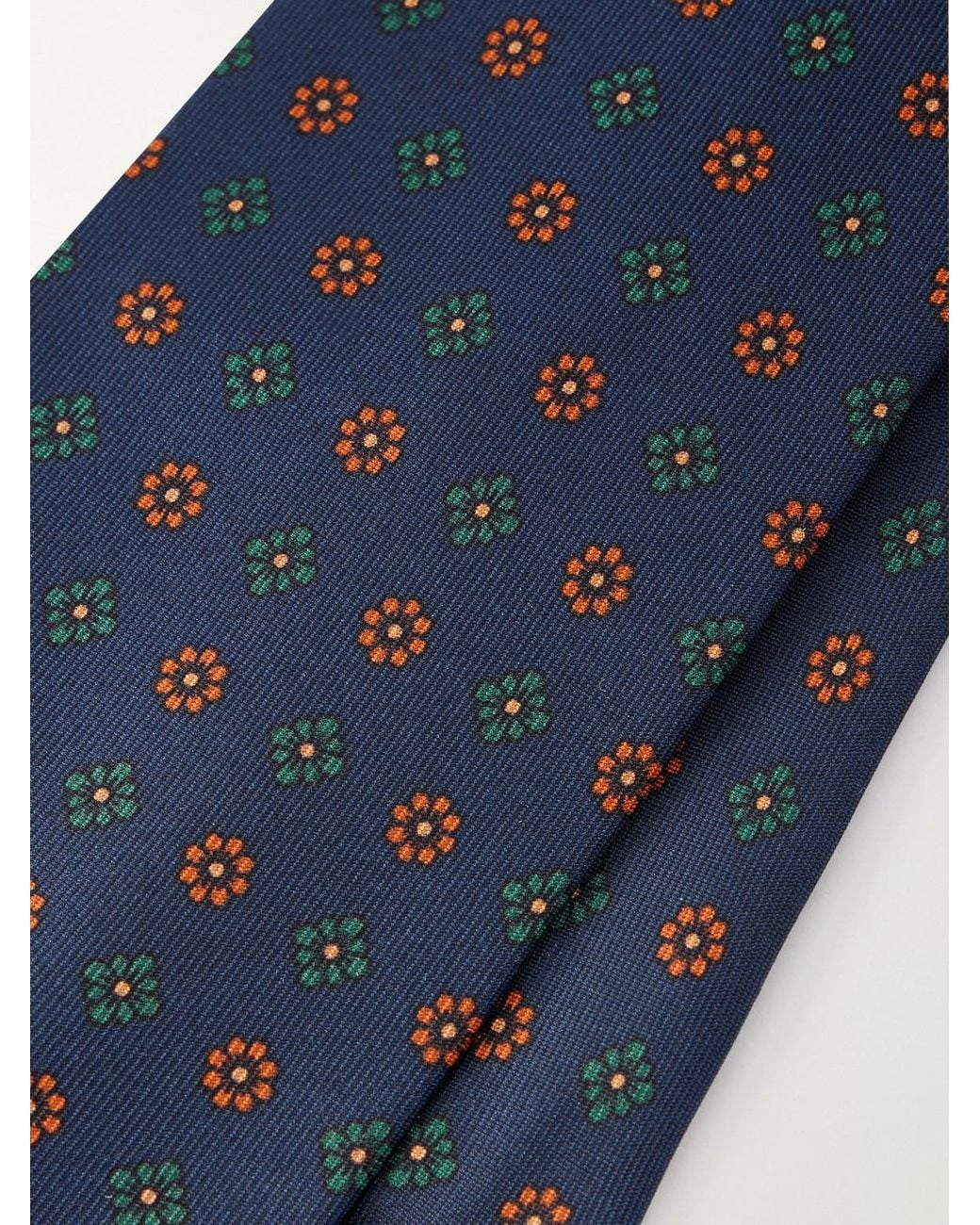 Rubinacci Blue 8Cm Printed Silk-Twill Tie for men