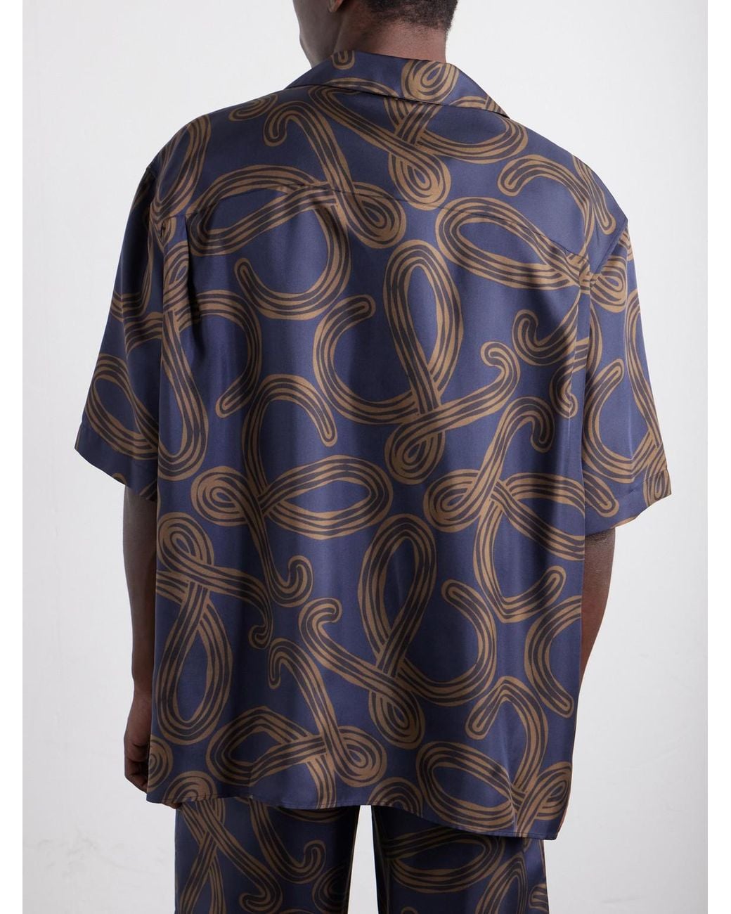 Loewe Blue Paula's Ibiza Convertible-Collar Printed Silk-Satin Shirt for men
